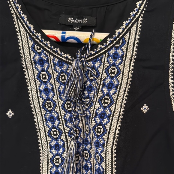 Madewell Navy Blue Embroidery Trimmed Sleeveless dress size 0 - Picture 3 of 6